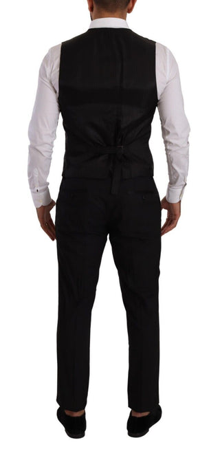 Elegant Black Three-piece Martini Fit Suit