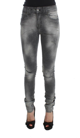 Chic Gray Slim Fit Designer Jeans - Luxury for You