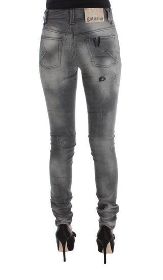 Chic Gray Slim Fit Designer Jeans - Luxury for You