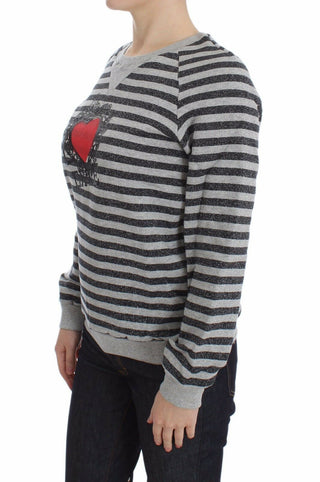 Chic Gray Striped Crew-neck Sweater - Luxury for You