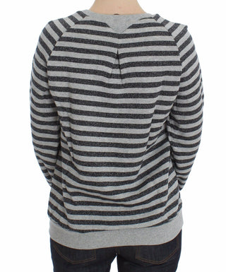 Chic Gray Striped Crew-neck Sweater - Luxury for You