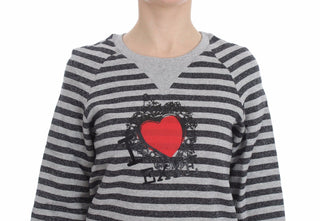 Chic Gray Striped Crew-neck Sweater - Luxury for You