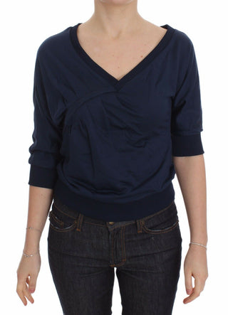 Elegant Deep V-neck Sweater In Blue - Luxury for You