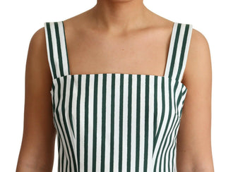 Chic Sleeveless A-line Dress In White & Green - Luxury for You