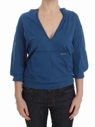 Elegant Deep V-neck Sweater In Blue - Luxury for You