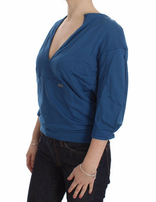 Elegant Deep V-neck Sweater In Blue - Luxury for You