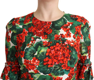 Red Green Portofino-print Poplin Midi Dress