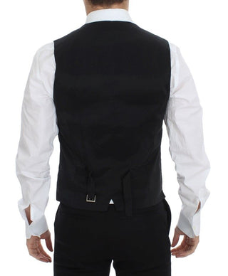 Elegant Black Wool Silk Dress Vest - Luxury for You