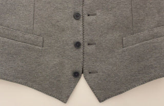 Elegant Gray Cotton Stretch Dress Vest - Luxury for You