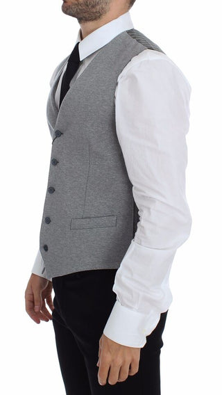 Elegant Gray Cotton Stretch Dress Vest - Luxury for You