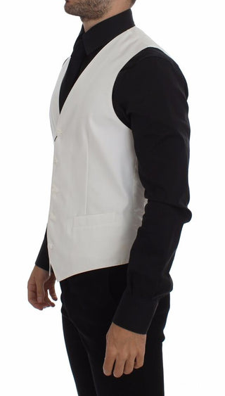 Elegant White Cotton Silk Dress Vest - Luxury for You