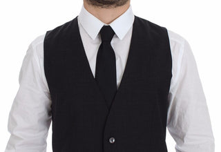 Sleek Gray Wool Dress Vest - Luxury for You