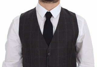 Elegant Checkered Wool Dress Vest - Luxury for You