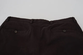 Brown Skinny Men Cotton Stretch Pants