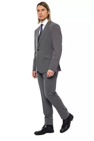 Elegant Gray Wool Two-button Designer Suit - Luxury for You