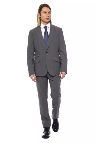 Elegant Gray Wool Two-button Designer Suit - Luxury for You