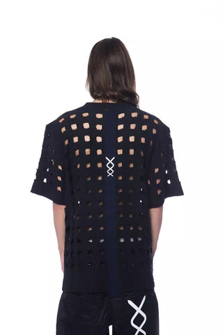 Sleek Black Perforated Cotton Tee - Luxury for You