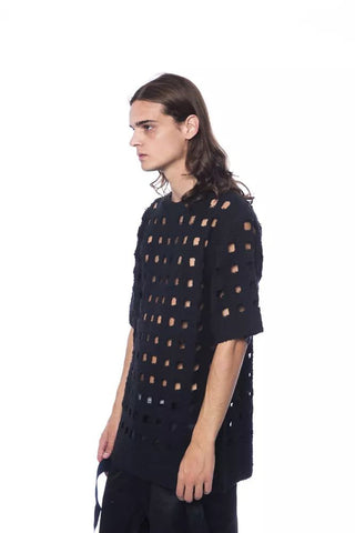 Sleek Black Perforated Cotton Tee - Luxury for You