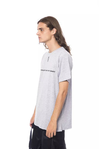 Sleek Gray Round Neck Cotton Tee - Luxury for You