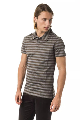 Elegant Gray Striped Cotton Polo - Luxury for You