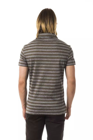 Elegant Gray Striped Cotton Polo - Luxury for You