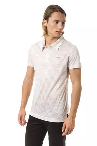 Elegant Beige Linen Polo With Chest Embroidery - Luxury for You