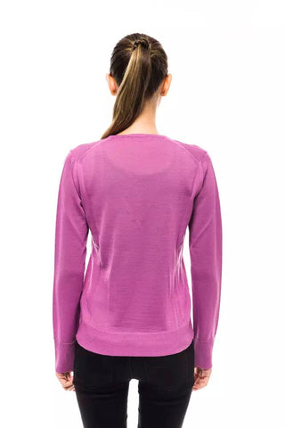 Chic Pink V-neck Embellished Logo Sweater - Luxury for You