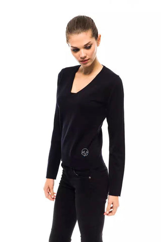 Embellished Logo V-neck Wool Blend Sweater - Luxury for You