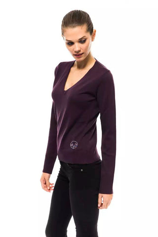 Chic V-neck Embellished Logo Sweater - Luxury for You