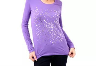 Chic Purple Embellished Logo Top - Luxury for You