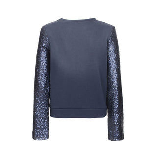 Chic Blue Crewneck Long Sleeve Sweatshirt - Luxury for You