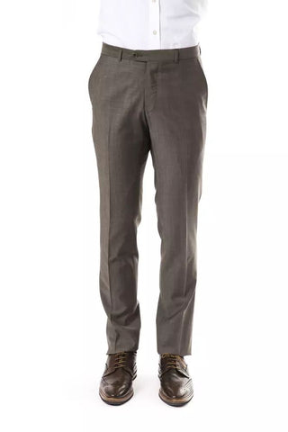 Elegant Gray Woolen Suit Pants - Drop 7 Cut - Luxury for You