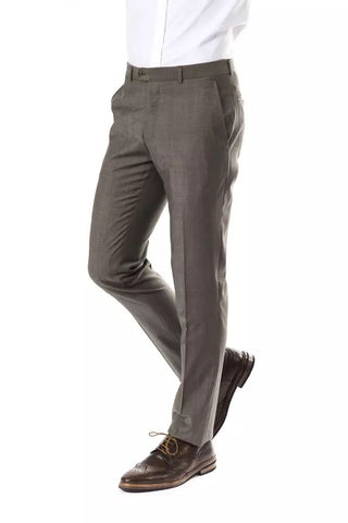 Elegant Gray Woolen Suit Pants - Drop 7 Cut - Luxury for You