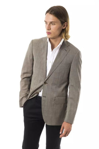 Elegant Gray Wool Two-button Blazer - Luxury for You