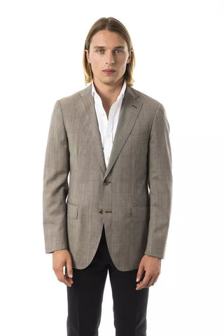 Elegant Gray Wool Two-button Blazer - Luxury for You