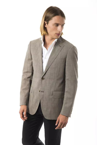 Elegant Gray Wool Two-button Blazer - Luxury for You