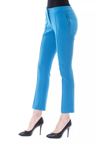 Chic Light Blue Skinny Pants With Zip Closure - Luxury for You