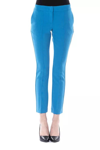 Chic Light Blue Skinny Pants With Zip Closure - Luxury for You