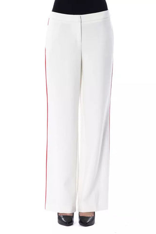 Elegant White Stripe-detailed Trousers - Luxury for You