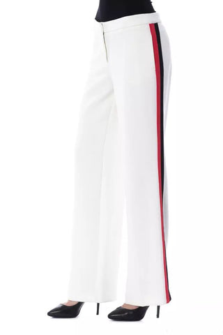 Elegant White Stripe-detailed Trousers - Luxury for You