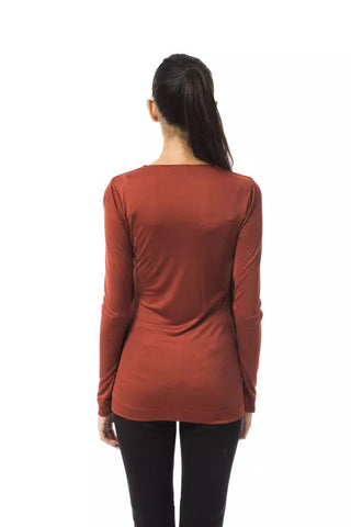 Elegant Copper V-neck Long Sleeve Tee - Luxury for You