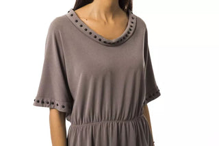 Elegant Gray Open Round Neck Tee - Luxury for You