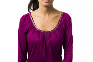 Chic Purple Long Sleeve Round Neck Tee - Luxury for You