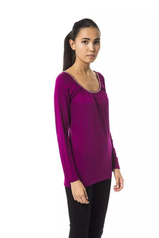 Chic Purple Long Sleeve Round Neck Tee - Luxury for You