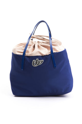 Chic Blue Fabric Shopper Tote With Patent Accents - Luxury for You