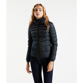 Elegant Satin-feel Down Jacket In Dark Blue - Luxury for You