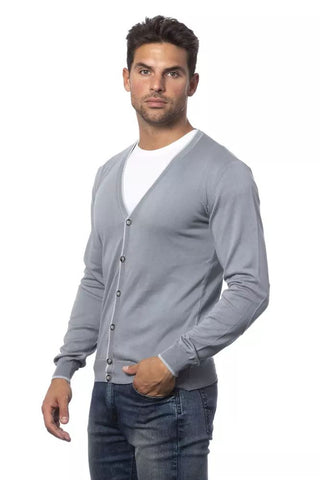 Elegant Gray Cotton Cardigan For Men - Luxury for You