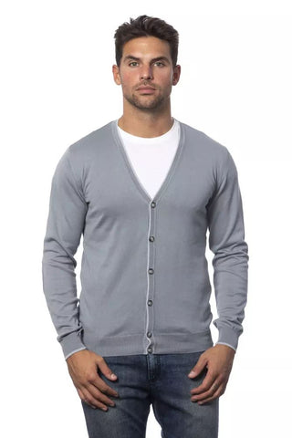 Elegant Gray Cotton Cardigan For Men - Luxury for You