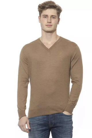 Elegant Beige V-neck Cashmere Sweater For Men - Luxury for You