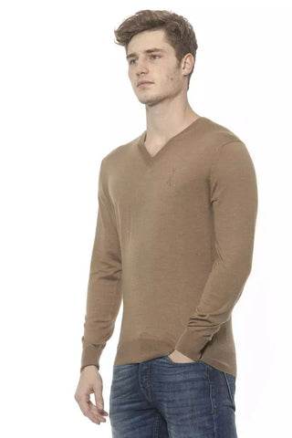 Elegant Beige V-neck Cashmere Sweater For Men - Luxury for You